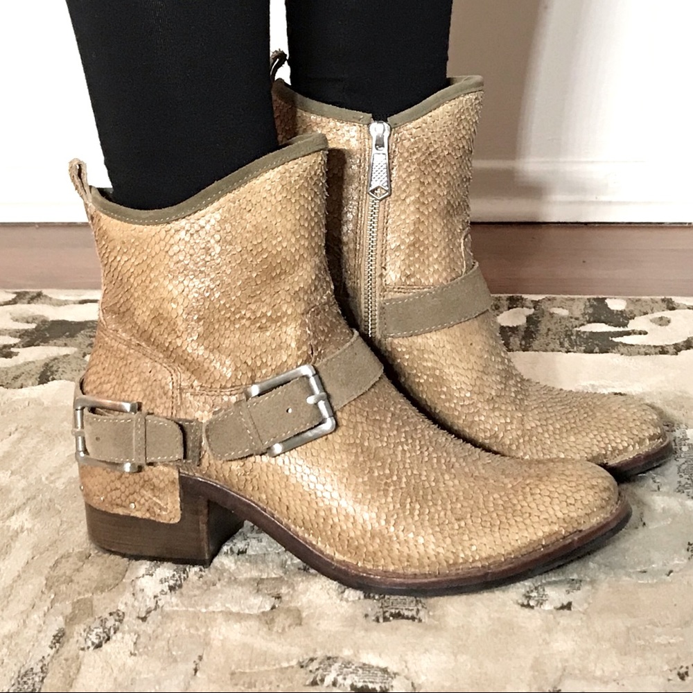 Donald J Pliner piton skin cowboy bootees